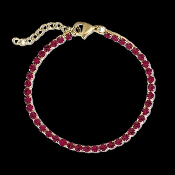 Purple Amethyst CZ 18K Gold Stainless Steel Tennis Bracelet February Birthstone - Picture 5 of 7